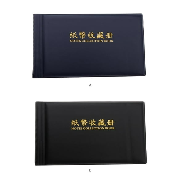 Banknote Album PU 60 Pockets Paper Money Pockets Large Cash Currency Collectible Book Case Folder Stamps Receipt Photo Storage Holder Blue