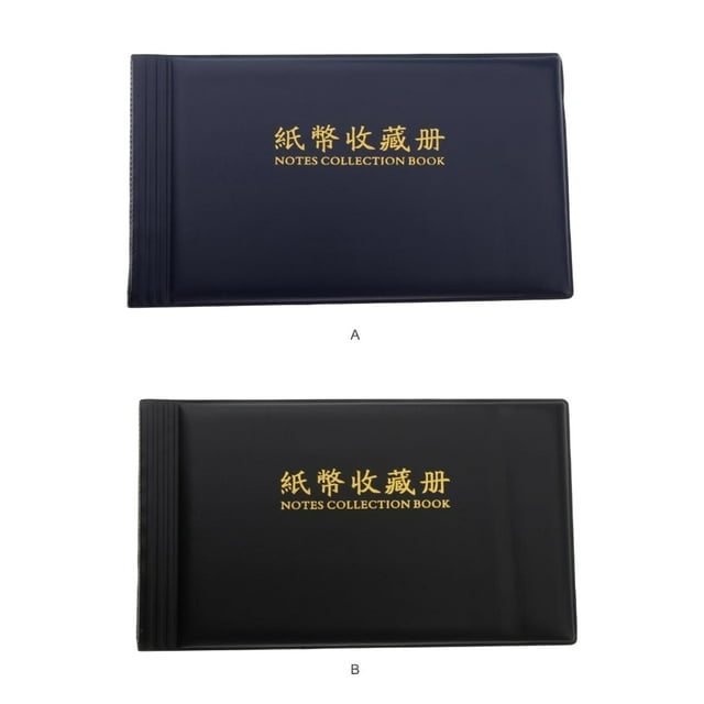 Banknote Album PU 60 Pockets Paper Money Pockets Large Cash Currency Collectible Book Case Folder Stamps Receipt Photo Storage Holder Blue