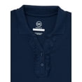 thumbnail image 2 of Wonder Nation Girls School Uniform Short Sleeve Interlock Ruffle Polo Shirt, Sizes 4-18, 2 of 3