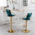 thumbnail image 4 of Velvet Bar Stools Set of 2, Pure Gold Plated Swivel Counter Height Bar Stools with Height Adjustable, 360 Degree Rotation Upholstered Bar Chair with 1 Thick Pillow for Dinning Room and Bar, Blue, 4 of 8