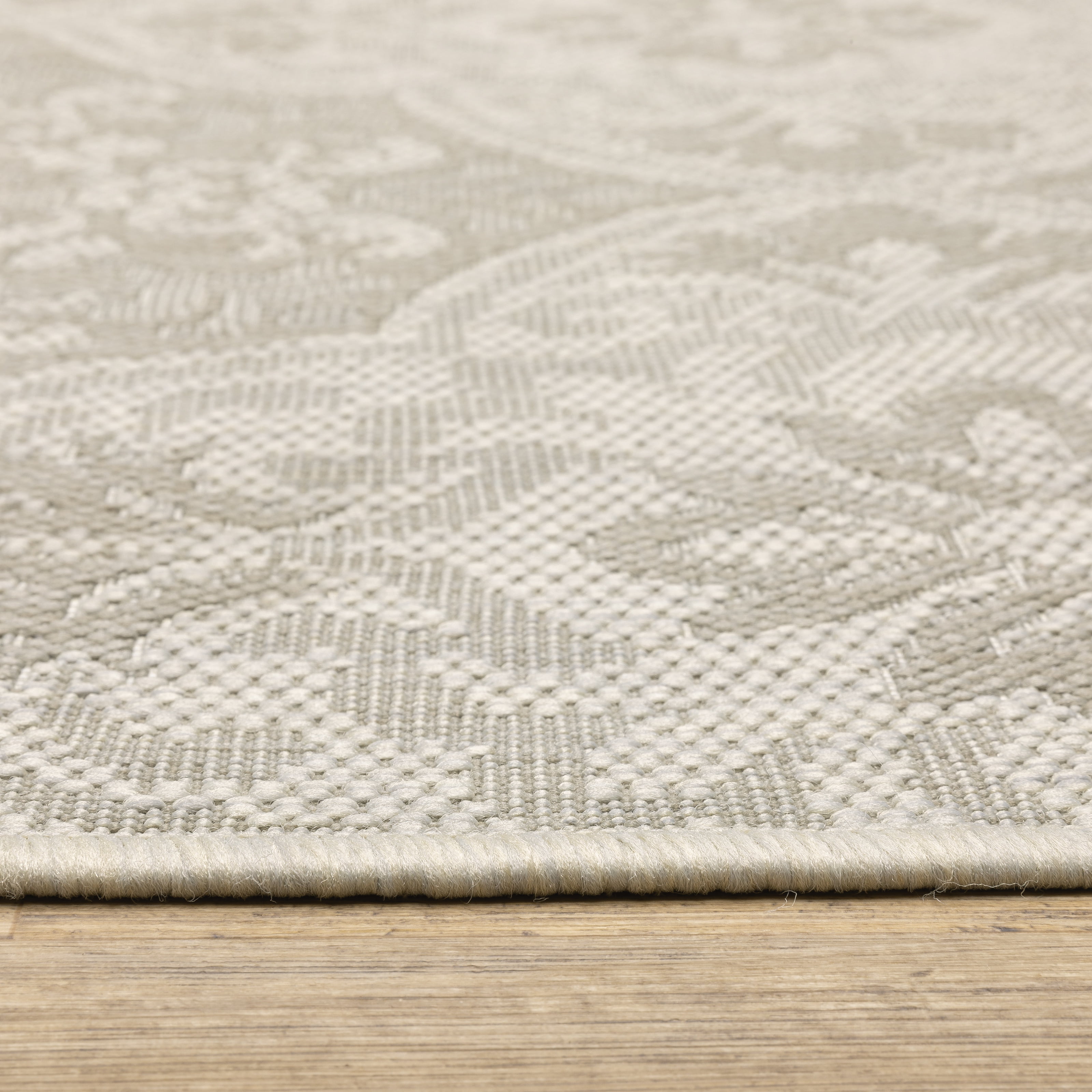 Avalon Home 2' x 7' Ivory and Gray Floral Outdoor Rug