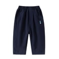 thumbnail image 2 of Boys Pants Solid Print Pocketed Elastic Waist Straight Leg Trousers for Everyday Wear Navy 18 Months-24 Months, 2 of 4