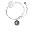 thumbnail image 2 of Delight Jewelry Silvertone Antiqued Round Seal - Initial - E - Silver-tone Flower Link Chain Bracelet, 6.75"+2" Extender, 2 of 4