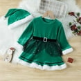 thumbnail image 2 of Aoochasliy Hats and Gloves Clothes Christmas Autumn and Winter Girls Long-sleeve Stitching Children's Dress Hat Set Two-piece Set, 2 of 9