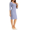thumbnail image 4 of INSPIRE CHIC Women's Plaid Dress Square Neck 3/4 Sleeve Bodycon Midi Work Dress XL Purple Blue, 4 of 6