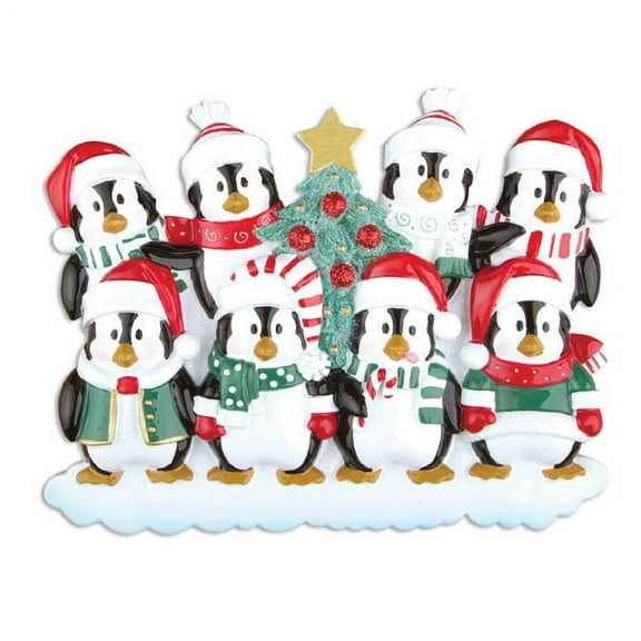 Winter Penguin Family of 8 Personalized Christmas Ornament DO-IT-YOURSELF
