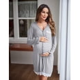 thumbnail image 5 of Ekouaer Women Striped Nightgown Long Sleeve Button Down Sleepshirts Comfy Sleep Dress Pajama Dress Striped, 5 of 6
