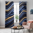 thumbnail image 5 of Marble Kitchen Curtains 96 Inch Length, Navy Blue Modern Abstract Gold Gradual Art Grommet Top Bedroom Living Room Curtains, Light Filtering Cafe Curtain Drapes 2 Panels Set 104''x96'', 5 of 9