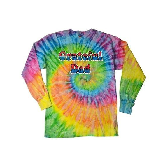 Grateful American Dad Long Sleeve Tie Dye Tee Shirt - Saturn, 3XL