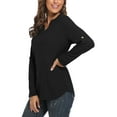 thumbnail image 3 of Women's 3/4 Roll Sleeve V Neck Tops Casual Tunic Shirts Blouse Ladies Tops(Black S), 3 of 5