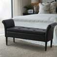 thumbnail image 2 of Andeworld Storage Ottoman Bench with Arms Upholstered Tufted Bench for Bedroom, Entryway, Hallway, Living Room Leather Black, 2 of 6