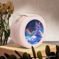 thumbnail image 6 of Yiaed Cloud Cute Rabbit Print Travel Jewelry Case Bridesmaid Gift Boxes Jewelry Travel Organizer Small Round Jewelry Box Mini Storage-Pink, 6 of 7