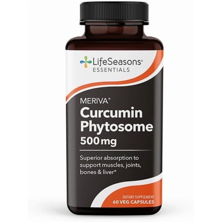 LifeSeasons Essentials Meriva Turmeric - Curcumin Phytosome Supplement - Supports Muscles Joints Bones & Liver - Enhance Circulation & Heart Health - Eases Body Stiffness & Aches - 60 Capsules