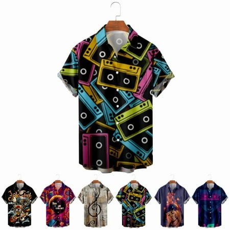 

LANLIN Music Festival Men s Women s Button Down Shirts Fashion Party Blouses for Teen and Adult