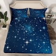 thumbnail image 2 of jejeloiu Starry Sky Queen Sheet Sets,Galaxy Universe Flat Sheet,Blue White Queen Fitted Sheet For Teens,Super Cozy Room Decor,4pcs, 2 of 7