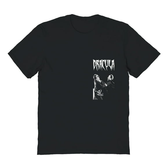 Horror Line Dracula Bites Graphic Black Men's Cotton T-Shirt
