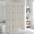 thumbnail image 5 of Pink Green Flowers Shower Curtain Set - Long 72" x 84" Washable Bathtub Curtain with 12 Hooks, Country Botanical Abstract Floral Patterned Waterproof Fabric Shower Curtains for Bathroom/Bathtub, 5 of 6