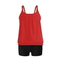 thumbnail image 4 of Women's Tankini Bathing Suits Sport Athletic Two Piece Swimsuits for Women Loose Tank Top with Shorts Swimwear Red 4XL, 4 of 5