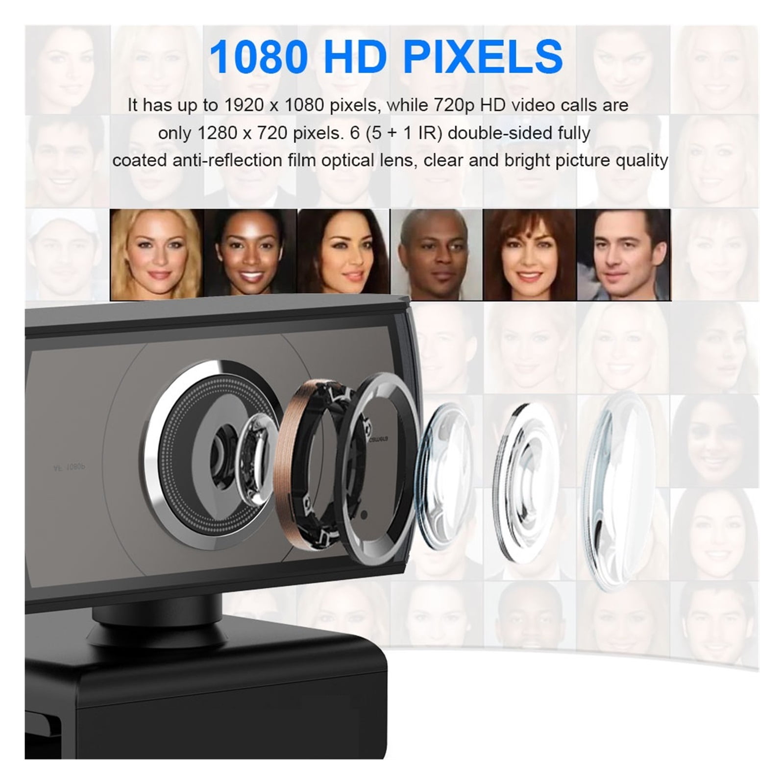 Webcam USB HD Webcam Autofocus Built-in Microphone 1920 X 1080P 30fps Web Cam Camera For Desktop Laptops Game PC ,Full Clarity