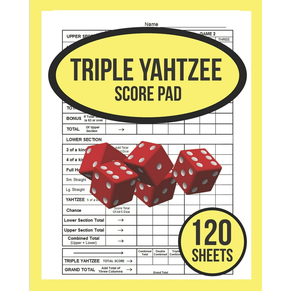 triple yahtzee score pad for triple yahtzee 120 triple yahtzee score