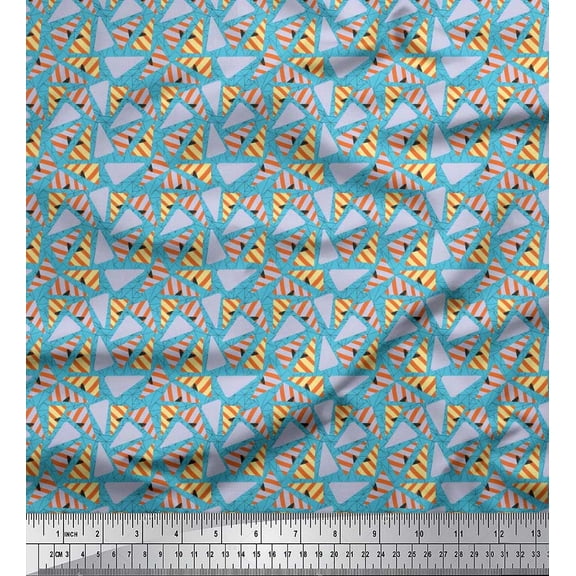Soimoi Cotton Duck Fabric Triangle Geometric Print Fabric by the Yard 42 Inch Wide