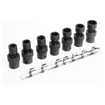 7 Pc 1/2 in. Drive Metric Impact Swivel Socket Set