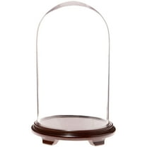 Plymor 11.75" x 20" Glass Display Dome Cloche (Walnut Wood Veneer Footed Base)
