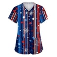 thumbnail image 2 of Trgacdwlo S-5XL 4th of July Scrub Tops Plus Size Stars Stripe Print Work Shirt Women V Neck Short Sleeve Uniforms Scrubs for Women with Pocket, 2 of 5
