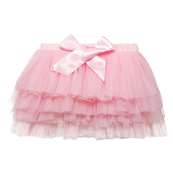 QTBIUQ Toddler Little Girls Tutu Skirt Summer Mesh Tiered Casual Elastic Waist Dance Princess Skirt Bow Detail Skirt