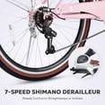 thumbnail image 3 of VIRIBUS 24" Women's Cruiser Bike 7 Speed Beach & City Bicycle with Basket Rack Pink, 3 of 14