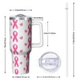 thumbnail image 2 of Pink Breast Cancer Tumbler with Handle and Lid,40oz Double Wall Vacuum Insulated Tumbler,Cups Gift for Women and Men, 2 of 7