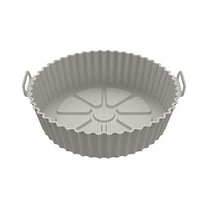 8.6inch Air Fryer Silicone Liner Silicone Air Fryer Basket Heat Resistant, Reusable Air fryers Silicone Pot Round for 5QT - Air fryer Oven Accessories, Gray
