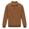 thumbnail image 5 of ZCFZJW Men's Quarter Zip Stand Collar Pullover Sweatshirt Casual Long Sleeve Solid Color Geometric Texture Pullover Knit Sweater Tops Brown XXXL, 5 of 8
