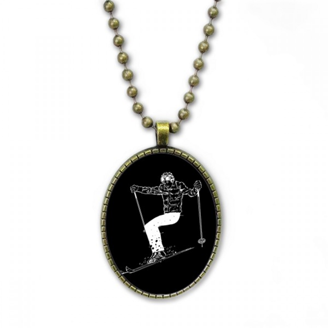 Deporte de invierno, esqui patron negro Collar Colgante de cadena vintage Colección de joyas colgantes Unbranded M