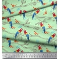 thumbnail image 3 of Soimoi Moss Georgette Fabric Branches,Leaves & Macaw Parrot Bird Printed Fabric 1 Yard 42 Inch Wide, 3 of 3