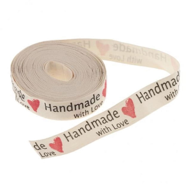 Cinta de tela Sunnimix hecha a mano con amor Corazón paquete de Regalo 5 Yardas 15 mm