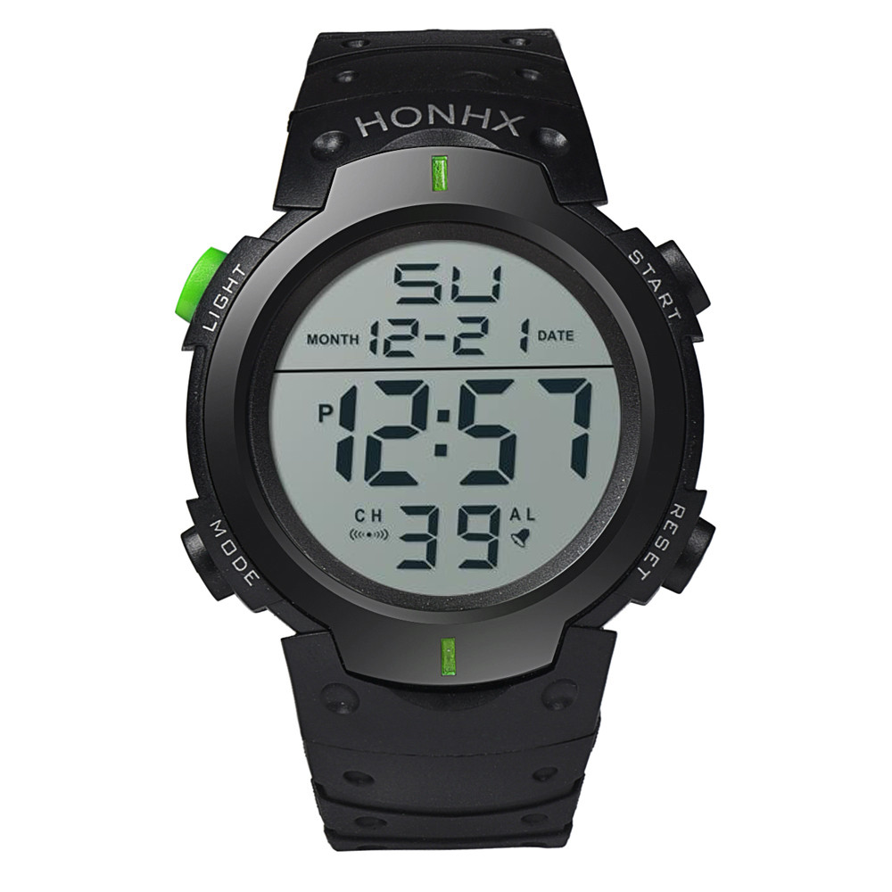 Montre Numérique De Sport Homme - Grand Cadran 50mm - Bracelet Caoutchouc - Chronomètre - Étanche