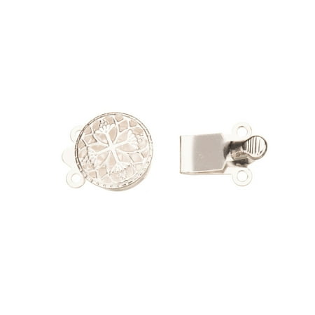 - Round 3 Stanrd Box Clasp Filigree Cross Design Silver Plated With Tab And Safety 20x12mm Sold per pkg of 6pcs
