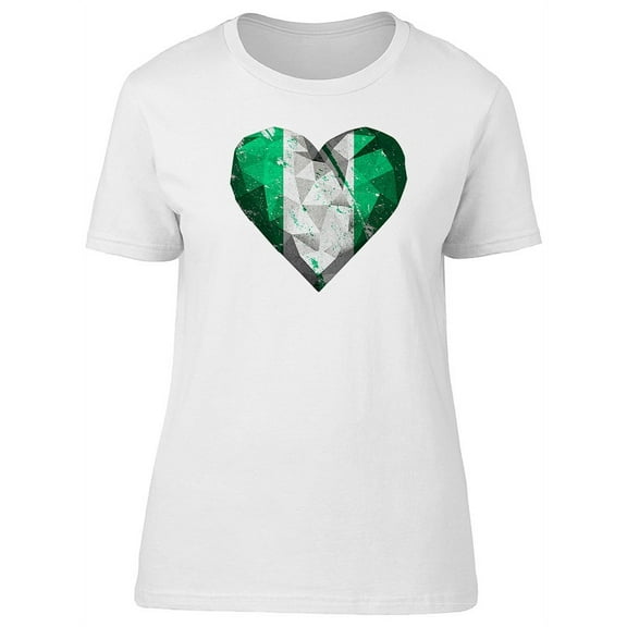 Love Heart Stone Flag Of Nigeria T-Shirt Women -Image by Shutterstock, Female XX-Large