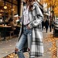 thumbnail image 5 of SYwaren Women's Plaid Jacket Lapel Zip-Up Long Sleeve Irregular Plaid Tweed Woolen Cardigan with Chest Pocket Outerwear Top, 5 of 8