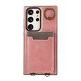 thumbnail image 7 of Wallet Back Case for Samsung Galaxy S22 Ultra with Wrist Strap, Stylish Magnetic Card Holder Finger Ring Kickstand PU Leather Lanyard Shockproof Slim Phone Case for Samsung Galaxy S22 Ultra, Pink, 7 of 7