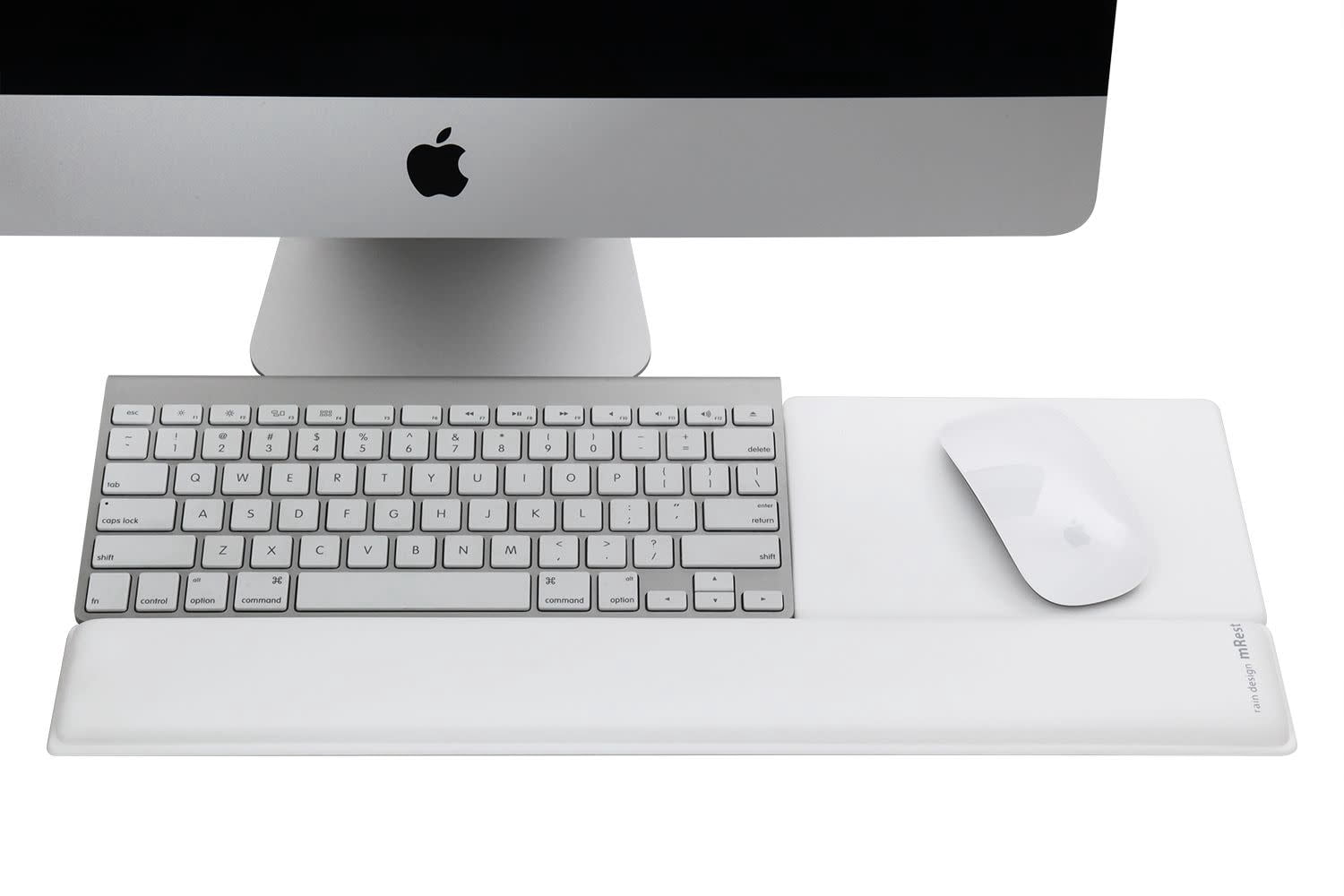 Rain Design mRest Wrist Rest & Mouse Pad - White - Gel-filled wrist rest with lycra material offers superior comfort