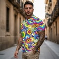 thumbnail image 4 of Pzuqiu Colorful Hippie Flower Matching Couple Outfits Husban and Wife Clothing Golf Shirts for Men 1/4 Zip Up Athletic Tops and Womens Golf Clothes Quick-Dry Workout Tank Tops, 4 of 8