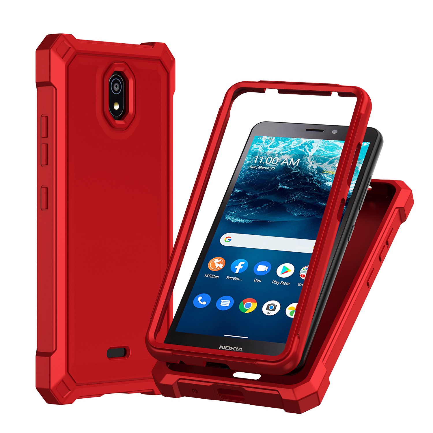 For Nokia C100 Shell Matte Finish Hybrid Case Cover Red