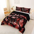 thumbnail image 2 of Castle Fairy Halloween Splash Skull King Size Comforter Sets 3pcs,Graffiti Skeleton Butterfly Comforters King Size,Red Blacks,1 Comforter and 2 Pillowcases,Black Reversible, 2 of 6