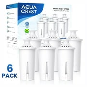 6 Pack, AQUA CREST Replacement for Water Filter, Pitchers and Dispensers, Classic OB03, Mavea 107007, and More, NSF Certified Pitcher Water Filter, 1 Year Filter Supply