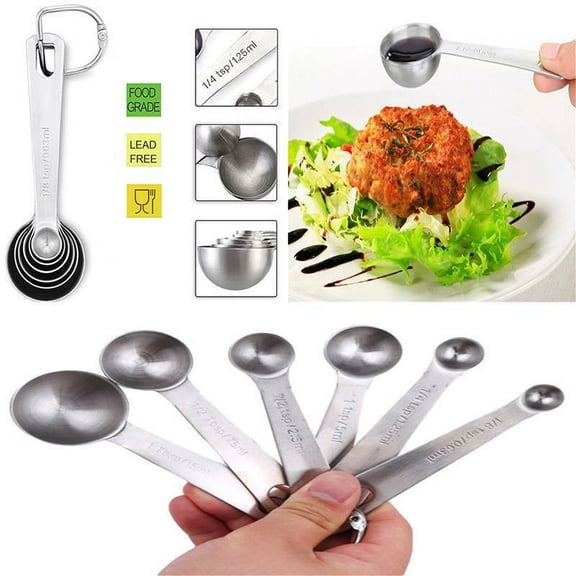 PENGXIANG Stainless Steel Measuring Spoons Stackable Set - Measuring Dry and Liquid Ingredients Set for Cooking and Bakin (6 packs of every set)