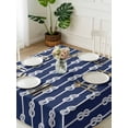 thumbnail image 3 of Navy Blue Knot Suqare Tablecloth - 60 x 60 Inch, Nautical Striped Monochrome Ocean Waterproof & StainResistant Tablecloth, Washable Oil-proof Table Cover for Dining/Party/Wedding/Camping/Buffet, 3 of 9