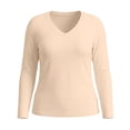 thumbnail image 5 of Posijego Women's Plus Size Tops Long Sleeve Shirts V Neck Causal Top Basic Tee Shirts Undershirt Pajamas Top, 5 of 7