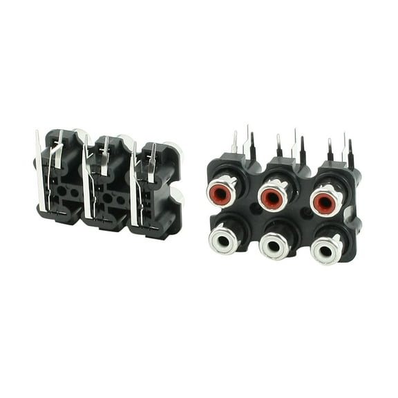 Unique Bargains 2 Pcs Audio Video  Concentric RCA Socket 6 Female Jack Connector Black